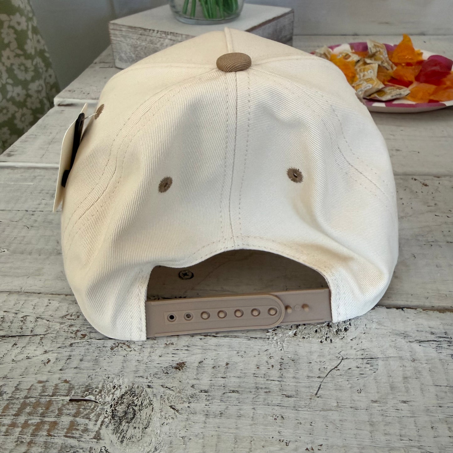 mama embroidered floral baseball cap in beige