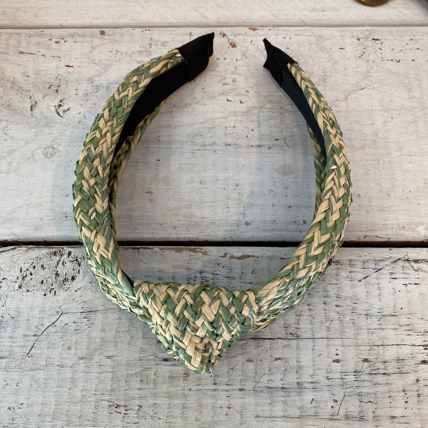 sage raffia woven headband