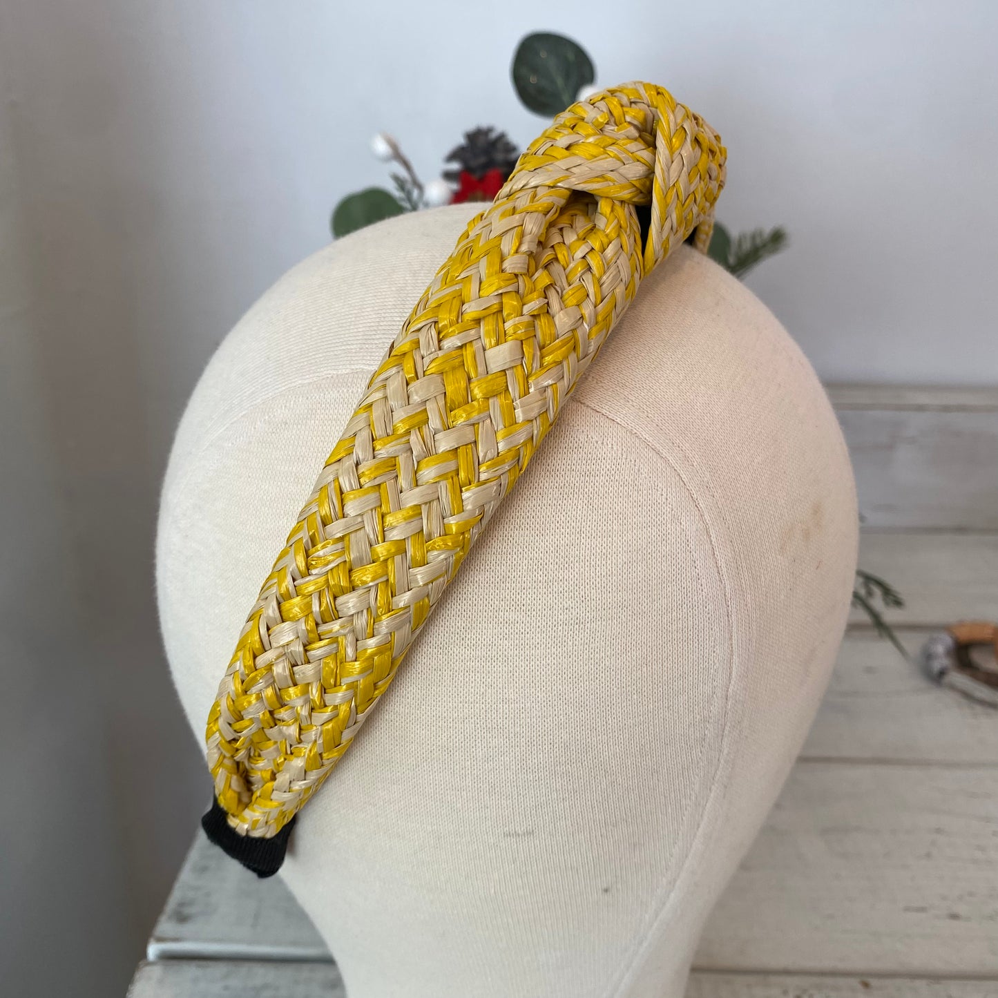 sunflower raffia woven headband
