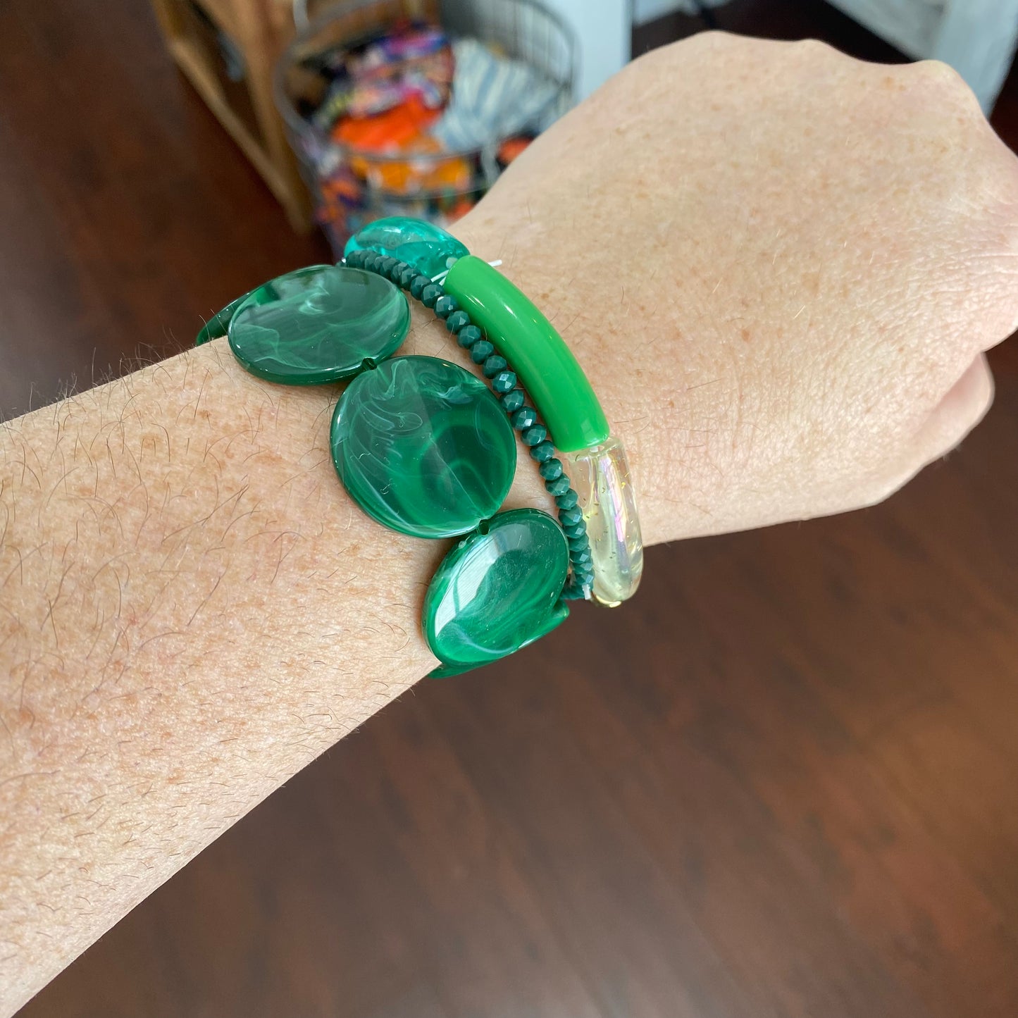 green with envy bracelet stack