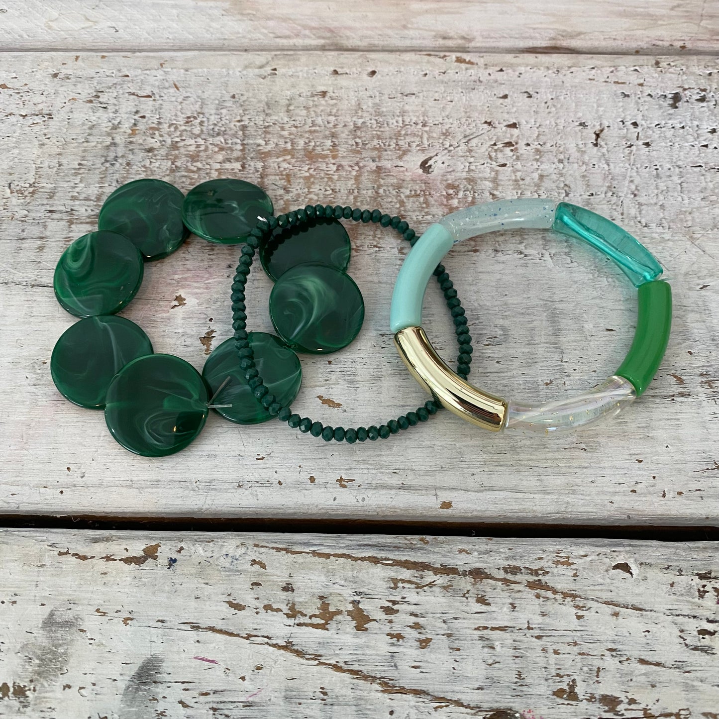 green with envy bracelet stack