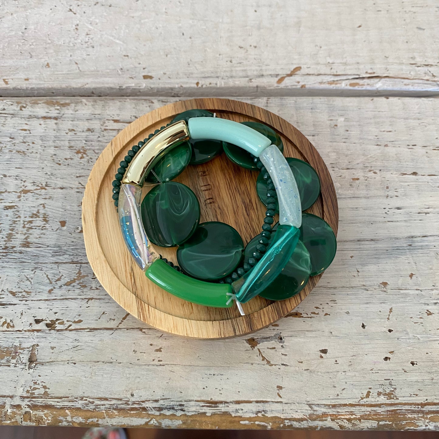 green with envy bracelet stack