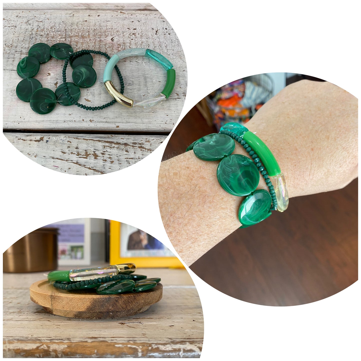 green with envy bracelet stack