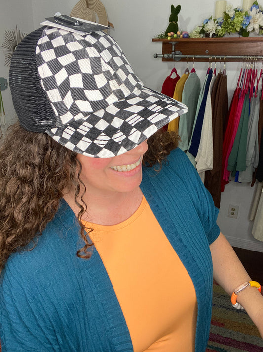 C.C. Pony Cap Checkered