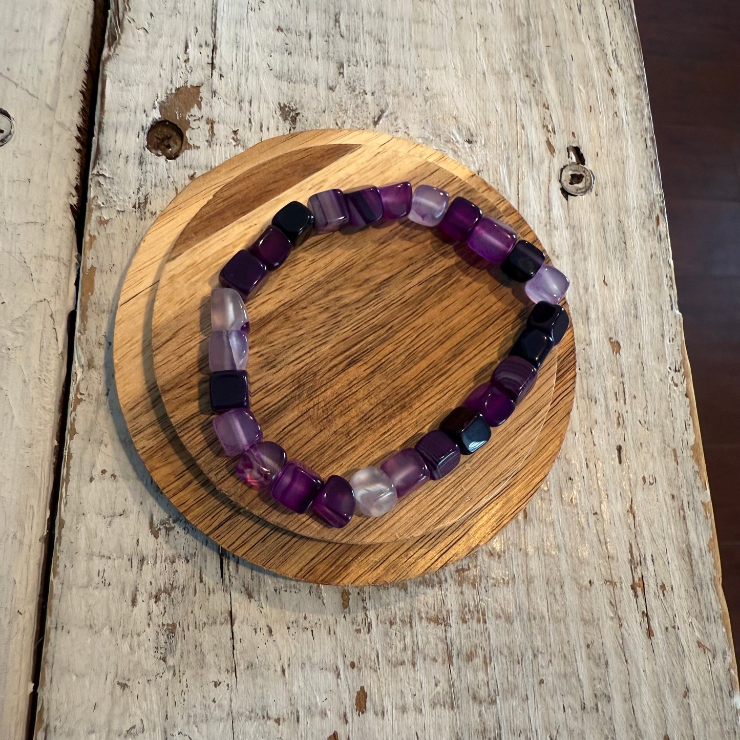 purple square agate gemstone bracelet