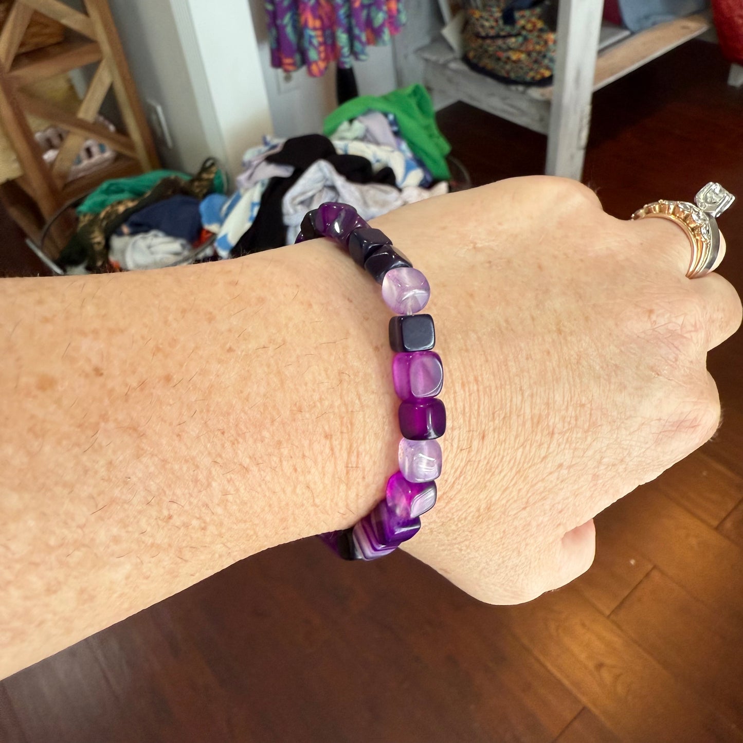 purple square agate gemstone bracelet