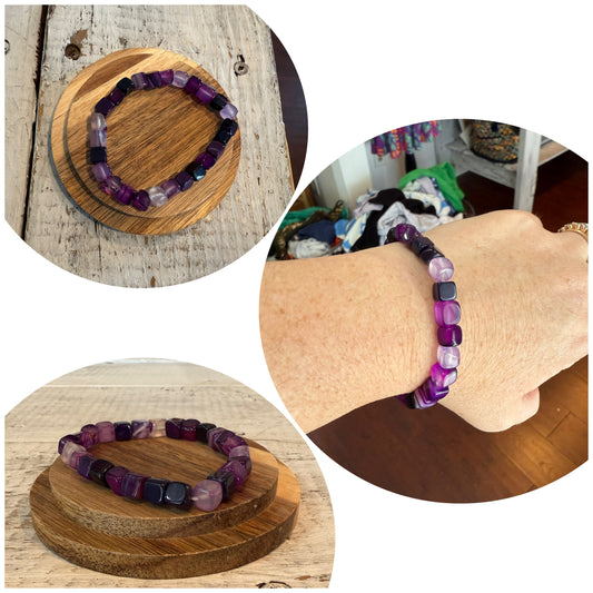 purple square agate gemstone bracelet