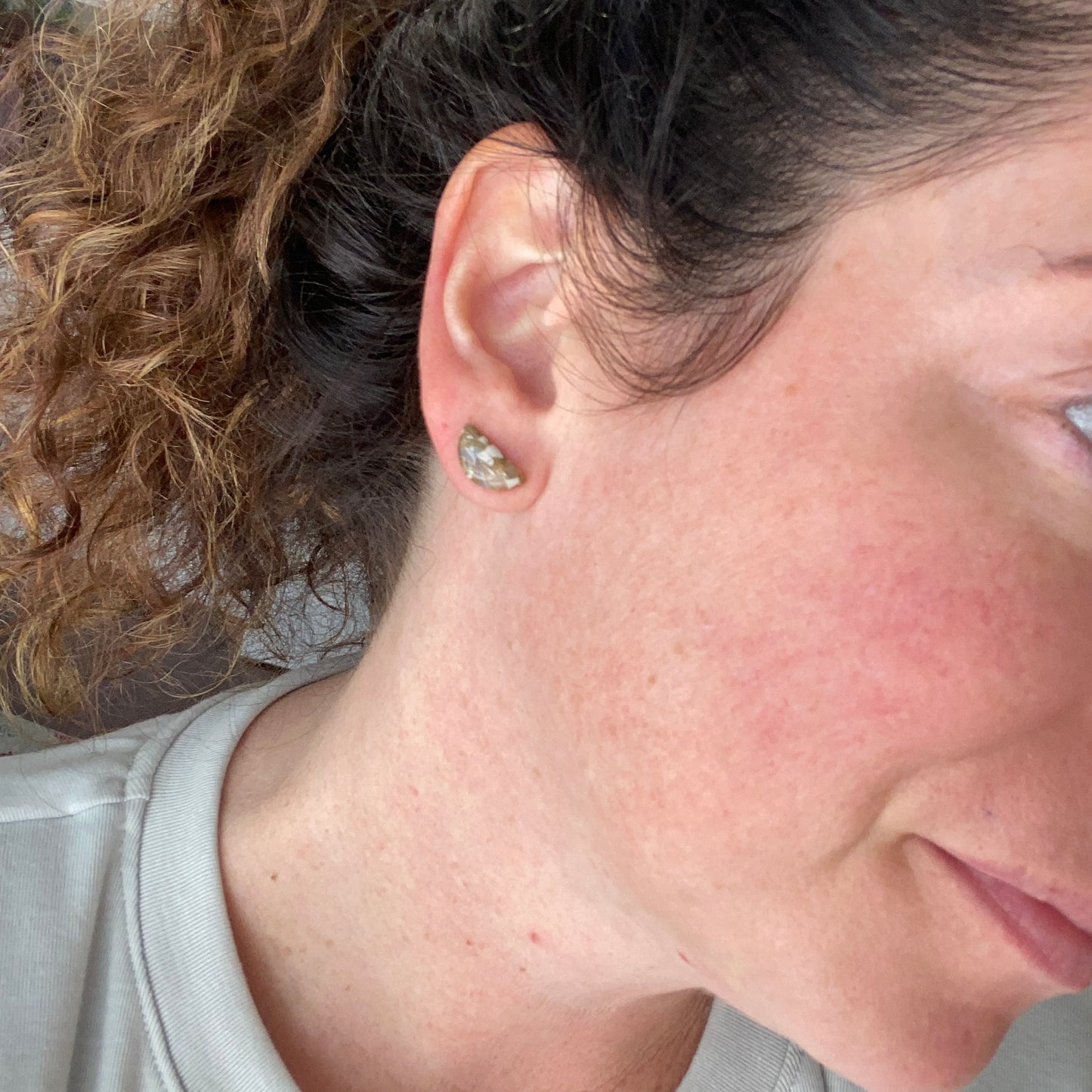 watermelon slice quartz studs