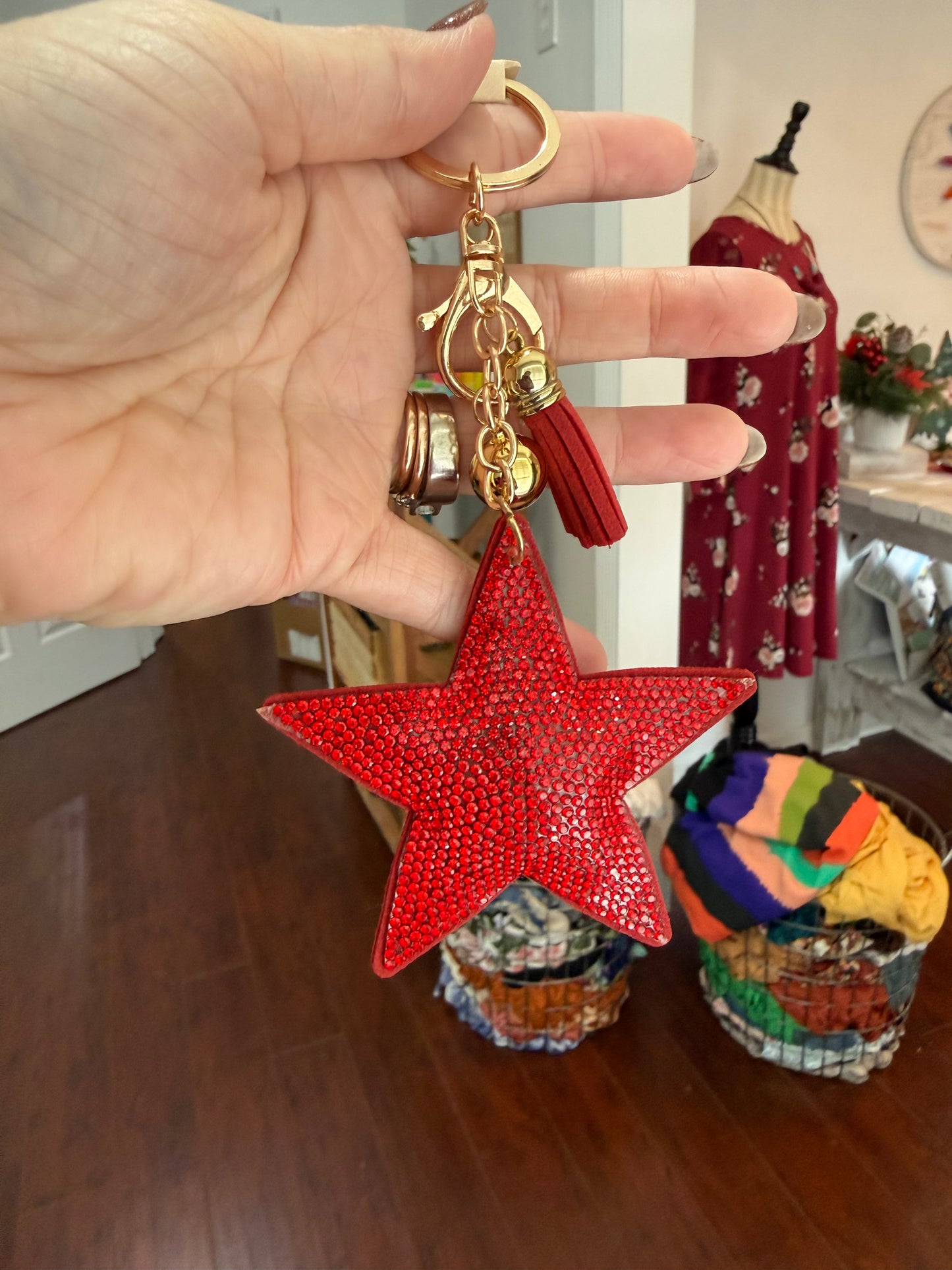 red star bag charm