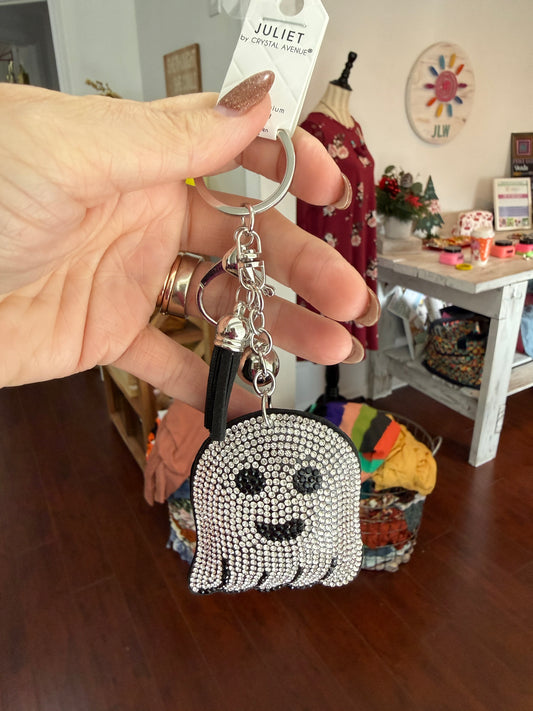 ghost puffy rhinestone bag charm