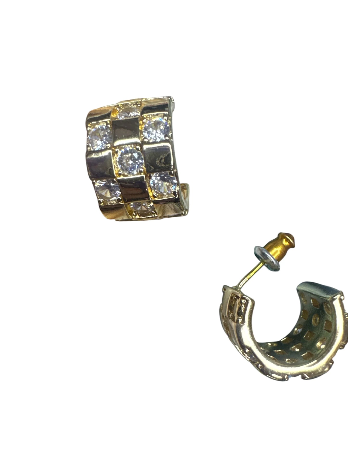 checkered cz open back hoops