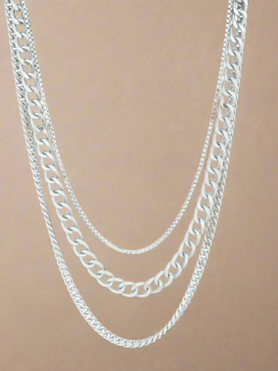 triple delight box cuban & curb necklace