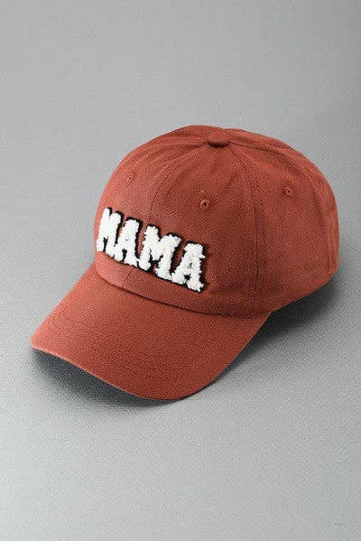 washed sherpa mama baseball cap in baked clay
