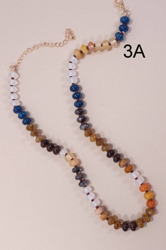 3A natural agate candy necklace with glass & semi-precious beads