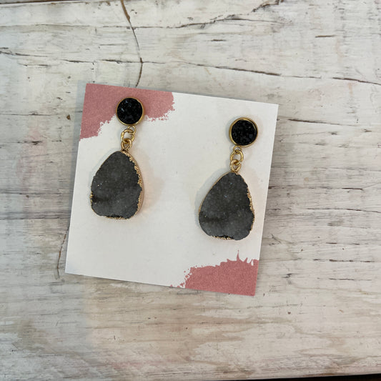 smoky dark druzy drop earrings
