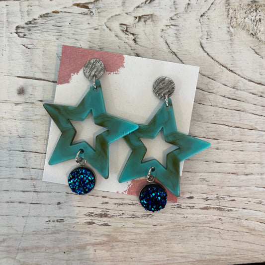 turquoise star drop earrings